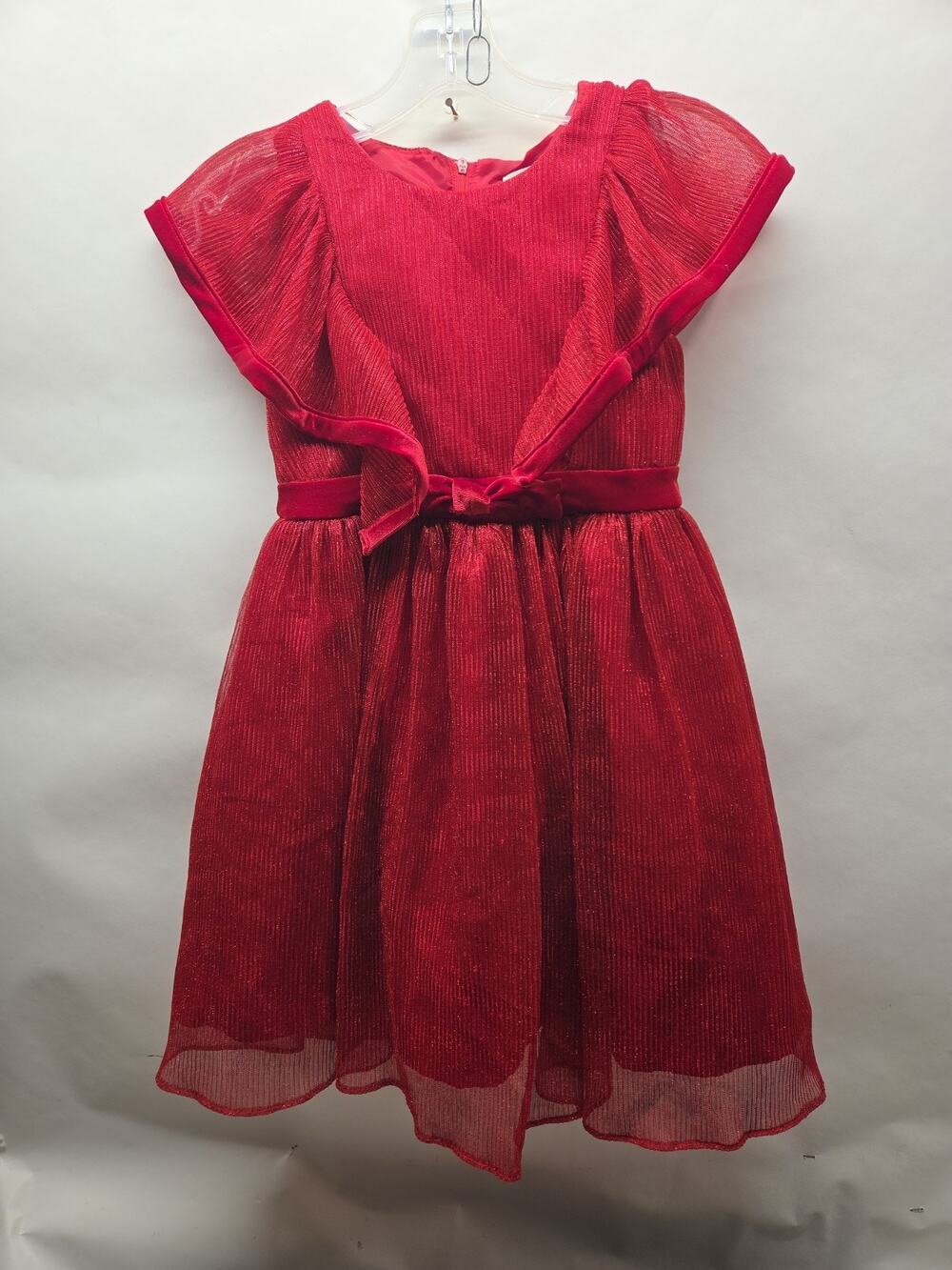 Kensie Girl Red Metallic Pleated Fit & Flare Dress Girls 8